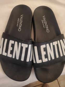 Valentino Slides Black Logo Gaia Open Toe Platform Size 6