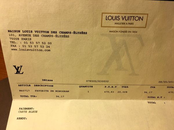 Real Louis Vuitton Receipt