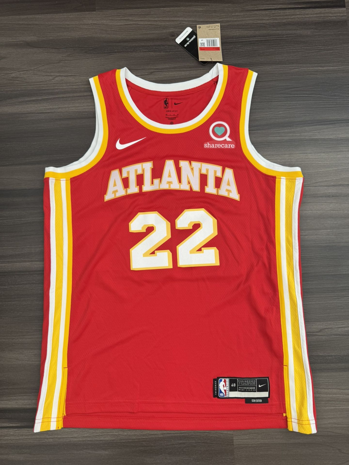 Nike Atlanta Hawks #22 NBA Swingman Icon Edition Dri-Fit Jersey Men’s 48 L