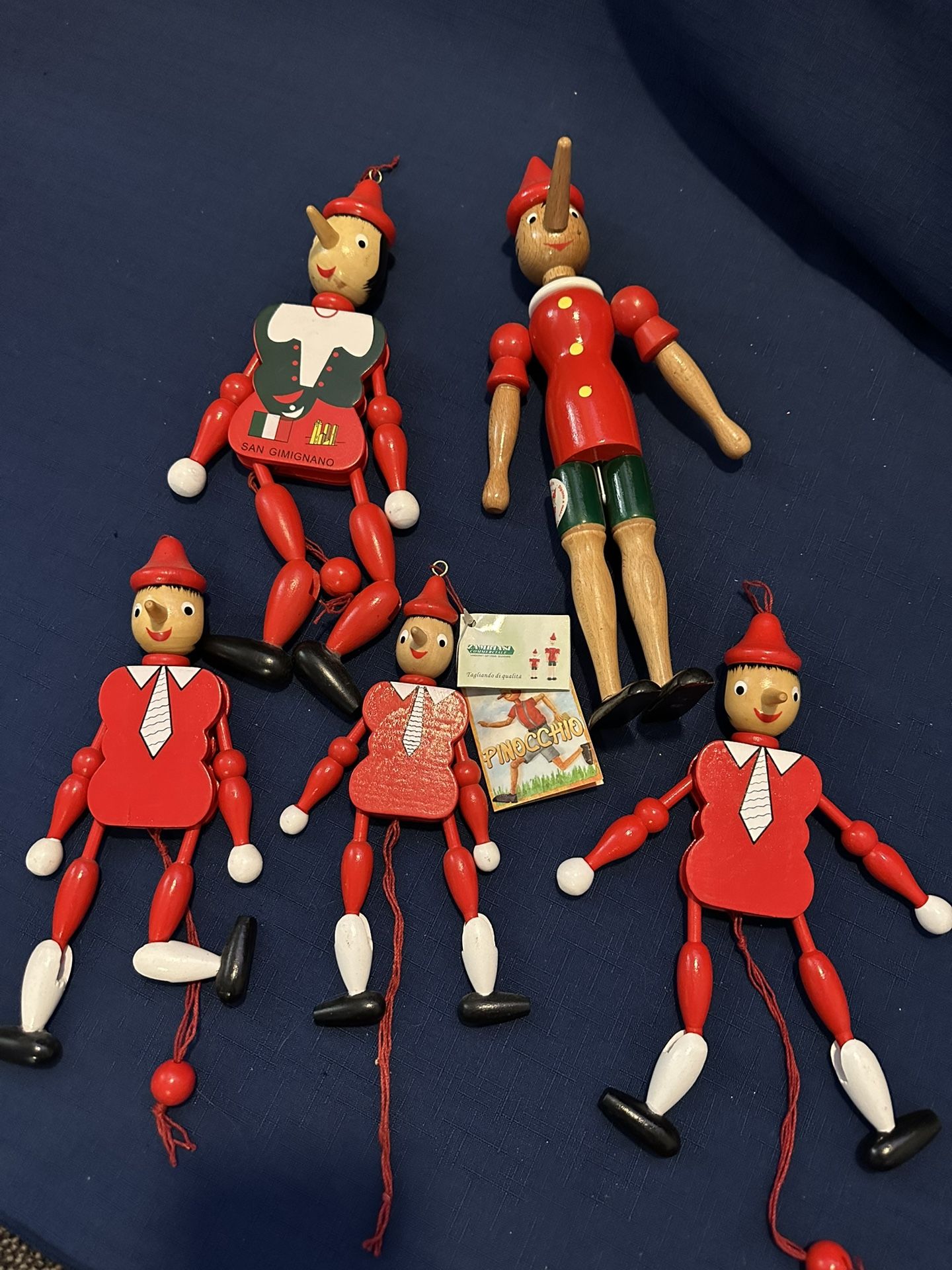 Set Of 5 Wood Pinocchio’s