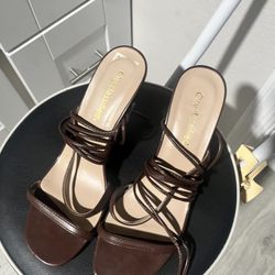 Brown Strappy Heels Size 8.5
