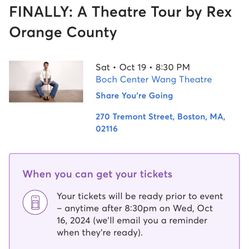 Rex Orange County Boston Oct 19 2024