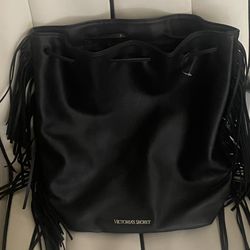 Victorias Secret Black Backpack with Fringe