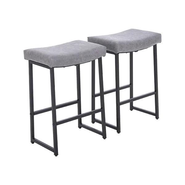 New Alpha Camp Saddle Design PU Leather Bar Stool with Sturdy Metal Frame