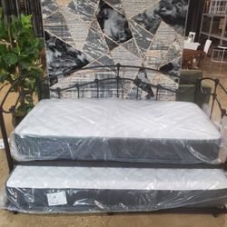 Twin Metal Black Trundle Bed Mattres Not Included 