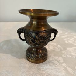 Korean Buddhist Altar Fitting Flower Stand Vase VTG Brass Korea Antique 5.5"