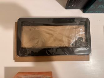 Black metal license plate cover w/ hardware
