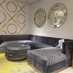 BRAND NEW CHANNEL TUFTED SANGUINE GREY SECTIONAL SAME DAY DELIVERY 