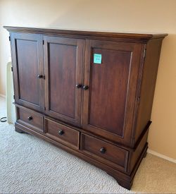 Traditional Dark Wood Storage Armoire with Drawers