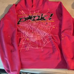 Sp5der Hoodie, Pink, Size Small.