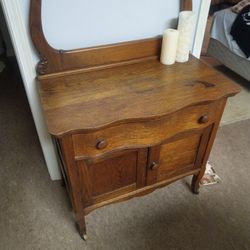 Vin Vintage 100 Over 100 Year Old Solid Oak Bathroom Commode One Drawer