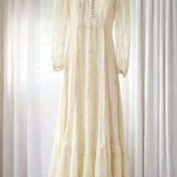 Vintage Lace Prairie Maxi Dress – Cottagecore / Boho
