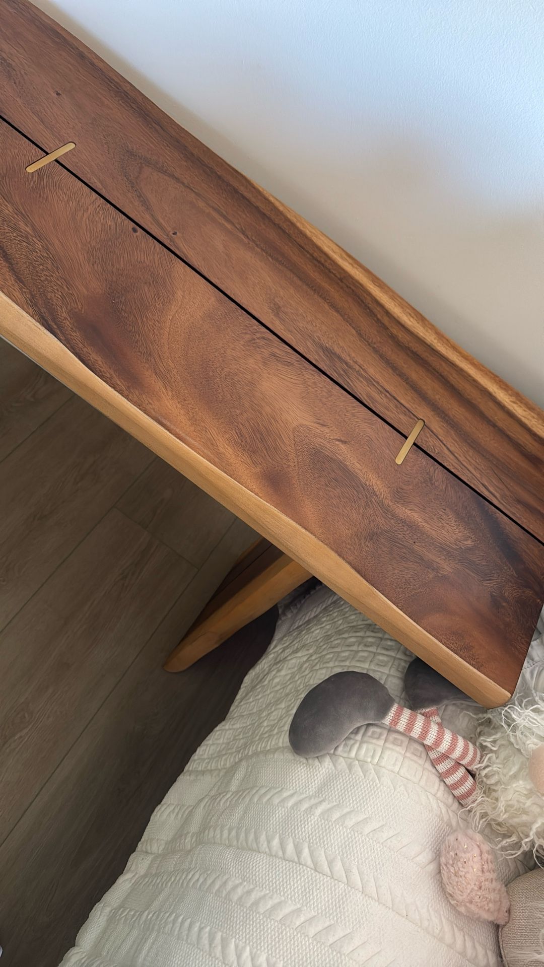 Sansur Rustic Pecan Live Edge Wood Console Table