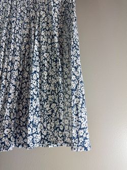 Navy Blue Floral Flowy Skirt