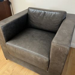 Real Leather Armchair Chair Gray  Modern 
