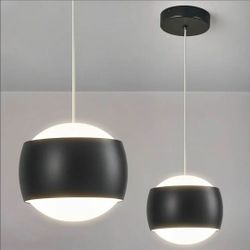2 Pack Modern Black LED Dimmable Pendant Light fixture
