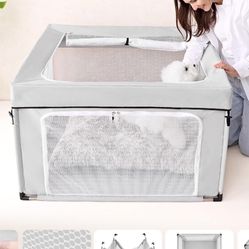 42x42x26 Inches Puppy Playpen for Dogs & Cats Indoor or Outdoor - Dog Play Pen with Door, Dog Fence for Small Pets with Heavy-Duty Oxford & Steel Fram
