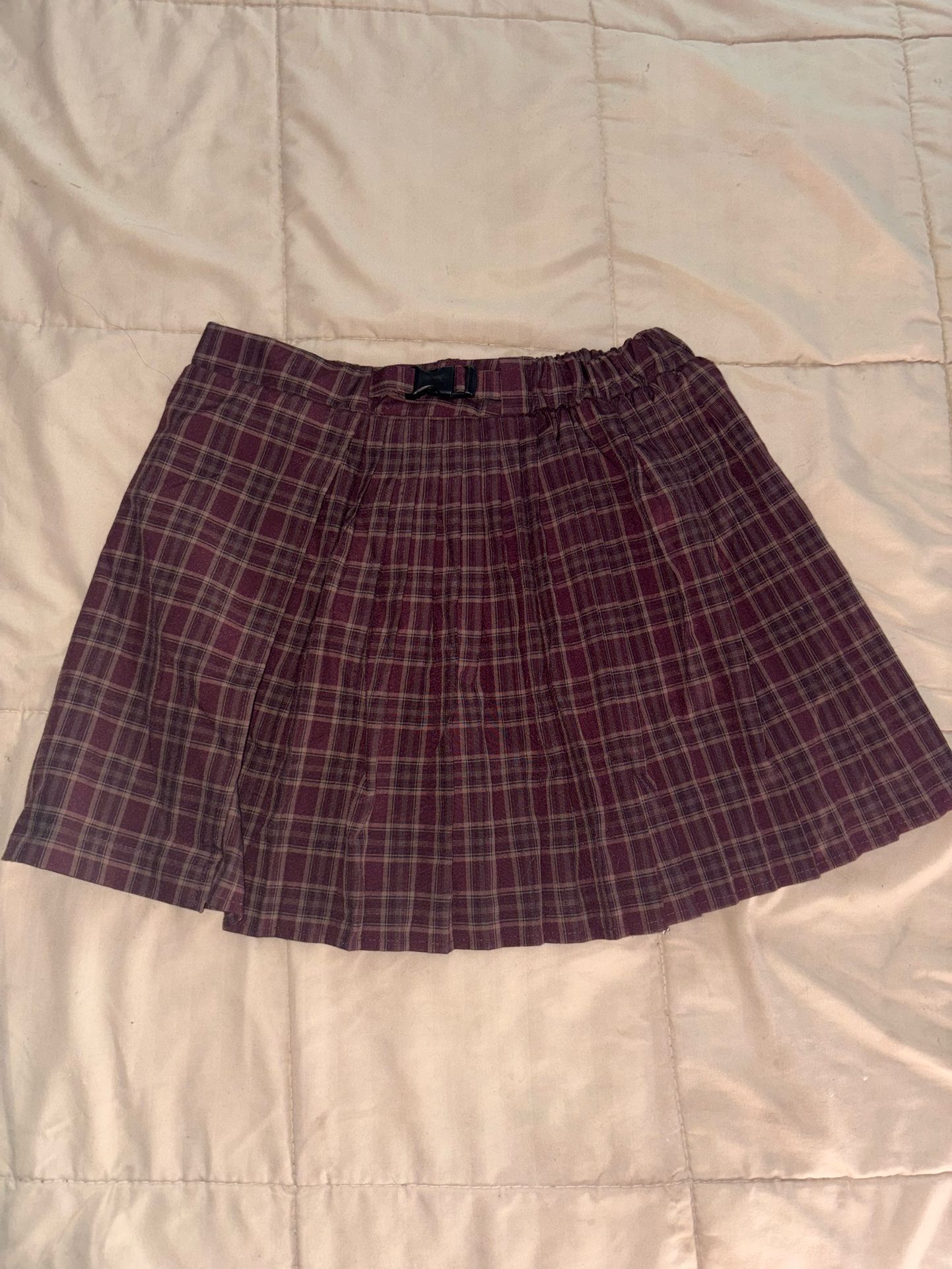 Vintage Maroon Plaid Mini Skirt