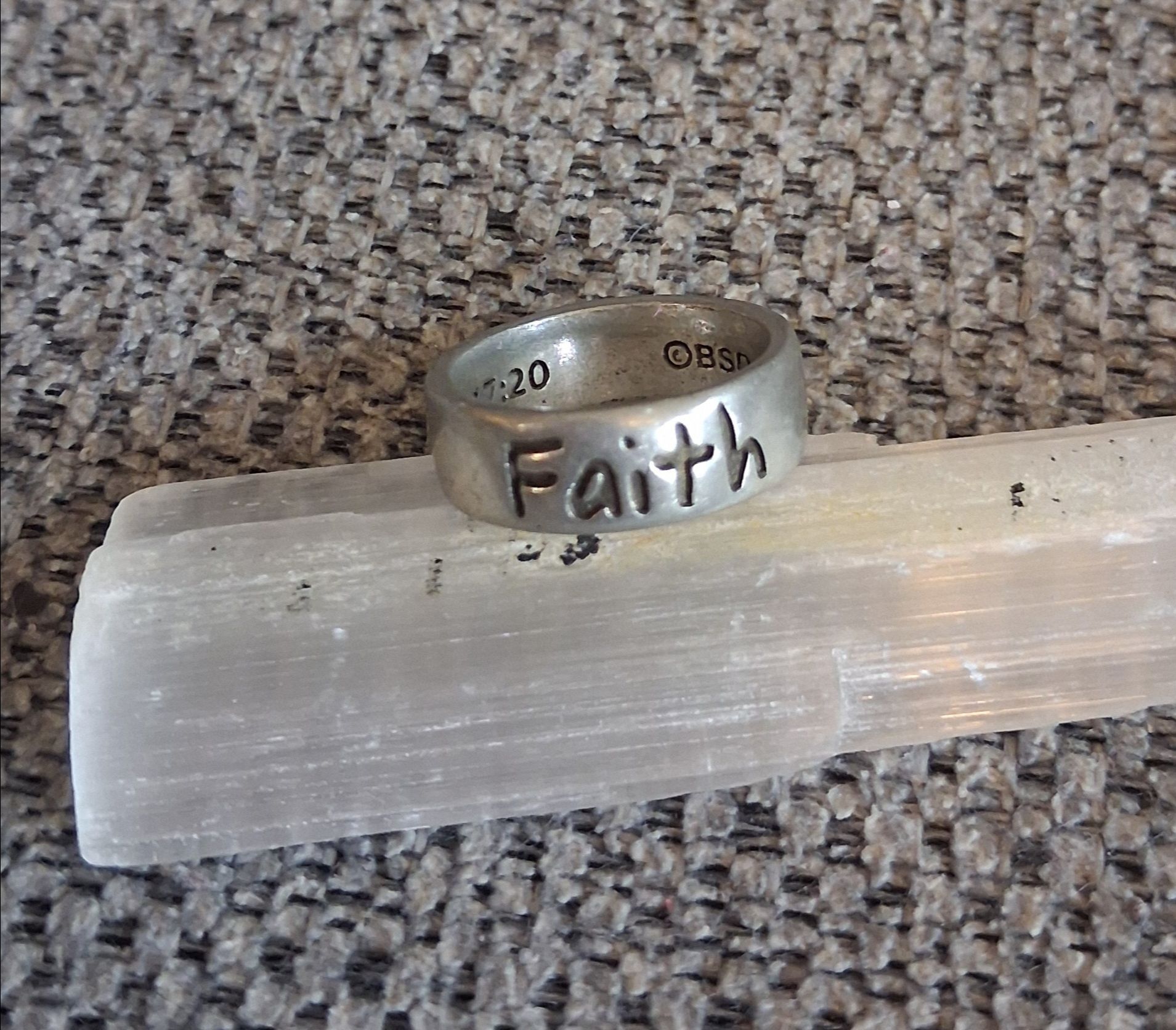 Silver Faith Band Ring Size 6