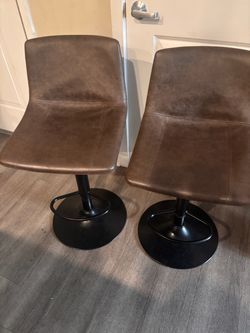 Leather Swivel Bar Stools - 2