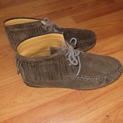 Saint Laurent Brown Suede Moccasin Boots, Size 10