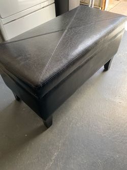 Leather ottoman bench storage