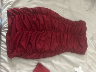 Red Ruched Strapless Mini Dress