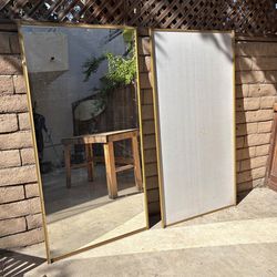 2 Large Gold Minimalist Floor Mirror (70" x 30")