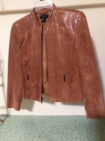 Vintage Valerie Stevens Leather Mock Neck Jacket Size PM