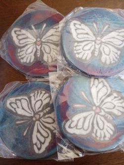 Ceramic Hand-painted Butterfly Coasters Set Of Four