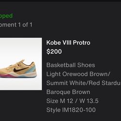 Nike Kobe 8 EXT Protro Siempre Hermanos - IM1820-100 - Size 12M/13.5W- ON THE WAY