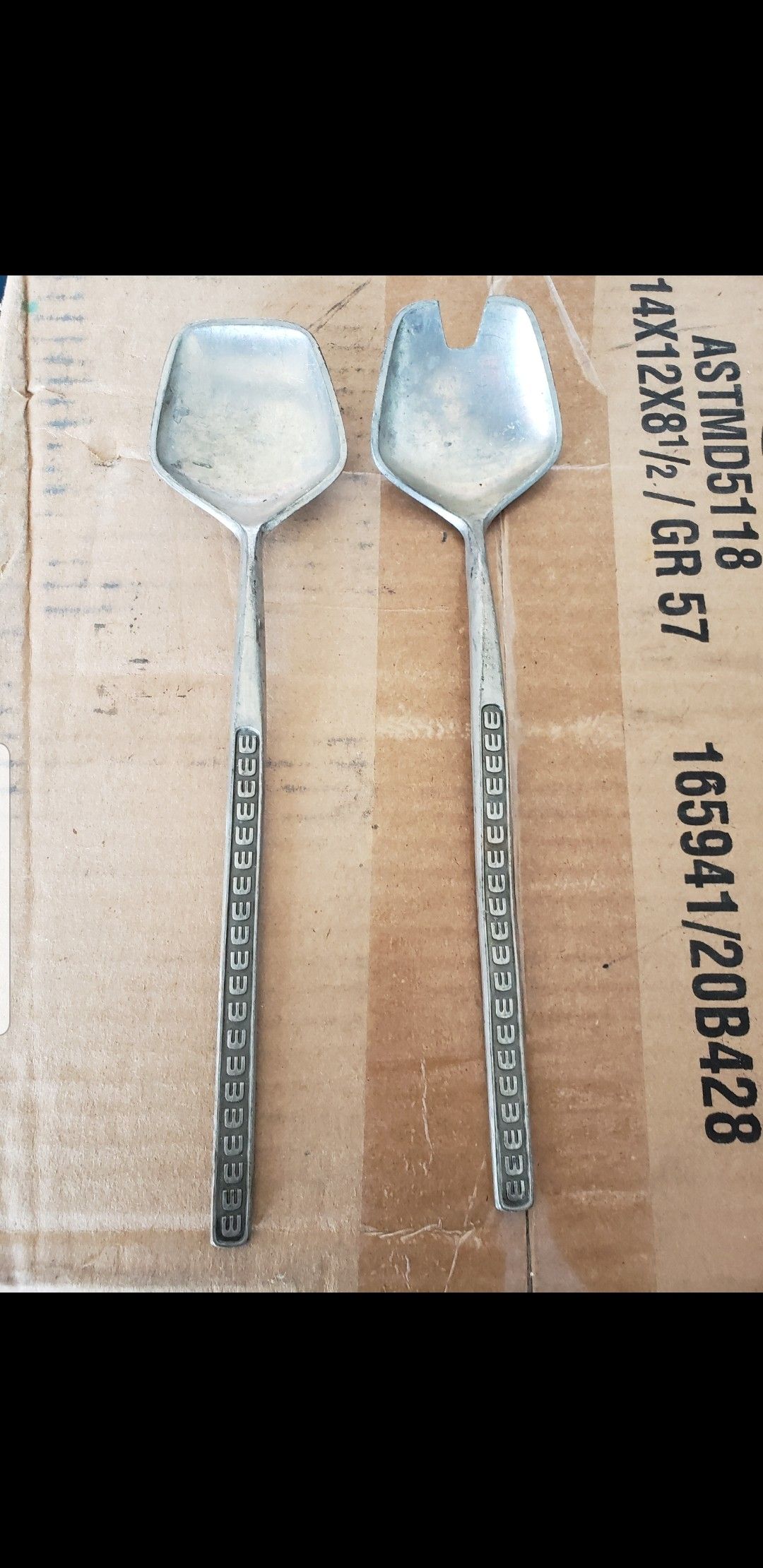 Vtg Mid Century Danish Modern Eik-Tinn Pewter Serving Spoon Norway Atomic