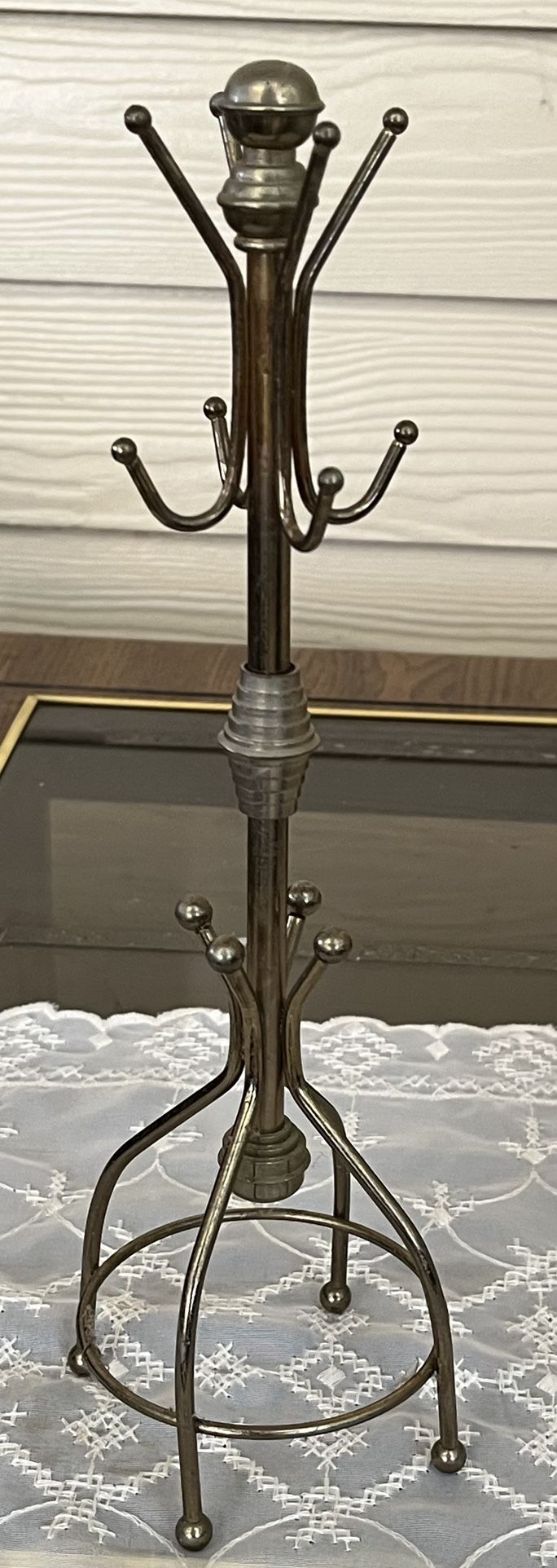 Vintage Brass Miniature Coat Rack - Jewelry Tree - 11.5”