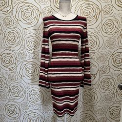 Ali & Jay "It Was All A Dream" multi-stripe bell sleeve sweater mini dress