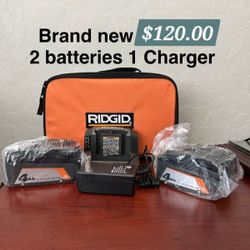 Ridgid 1 Charger 2 Batteries $120.00  New