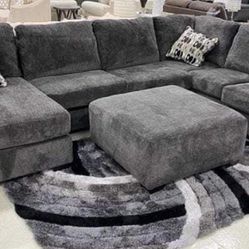 Oversized Large Smoke Sectional Sofa Couch 