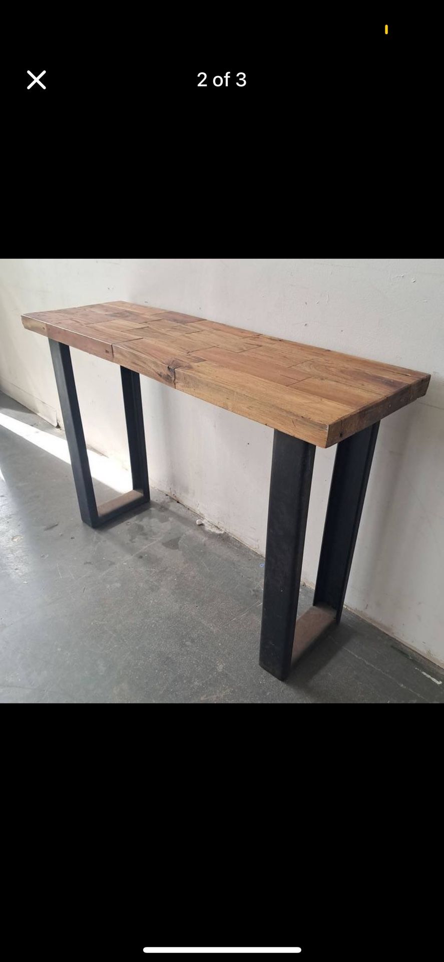Rustic Wooden Console Table w/ Black Legs