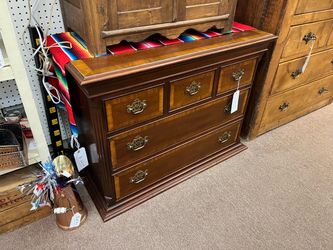 Vintage Oak Inlaid Cabinet Dresser