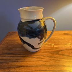 Blue And Beige Clay Pitcher