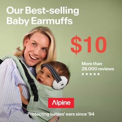 Alpine Muffy Baby - Hearing protection for babies and toddlers up to 36 months - CE and ANSI certified - Noise-reducing earmuffs - Comfortable baby he