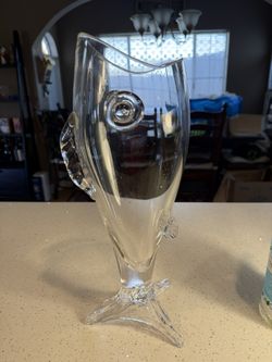 Blenko-Type Vintage Mid Century Modern Hand Blown Glass Fish Vase