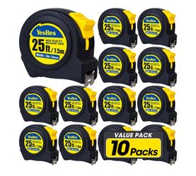 Tape Measure 25 ft, 10 Pack Bulk Easy Read Measuring Tape Retractable