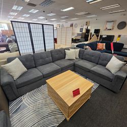 Gray Fabric Sectional Sofa Set