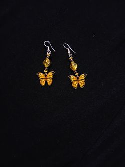 Yellow butterfly earrings