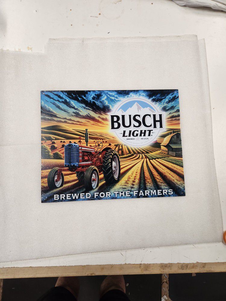 Busch Light Beer Farm Tractor Metal Sign 