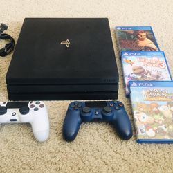 PS4 PlayStation 4 Pro Systems With 2 Controllers And Games