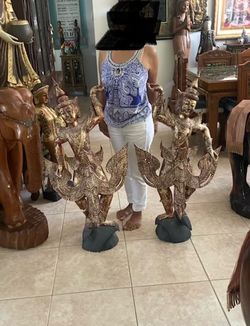 Thai wood statues.