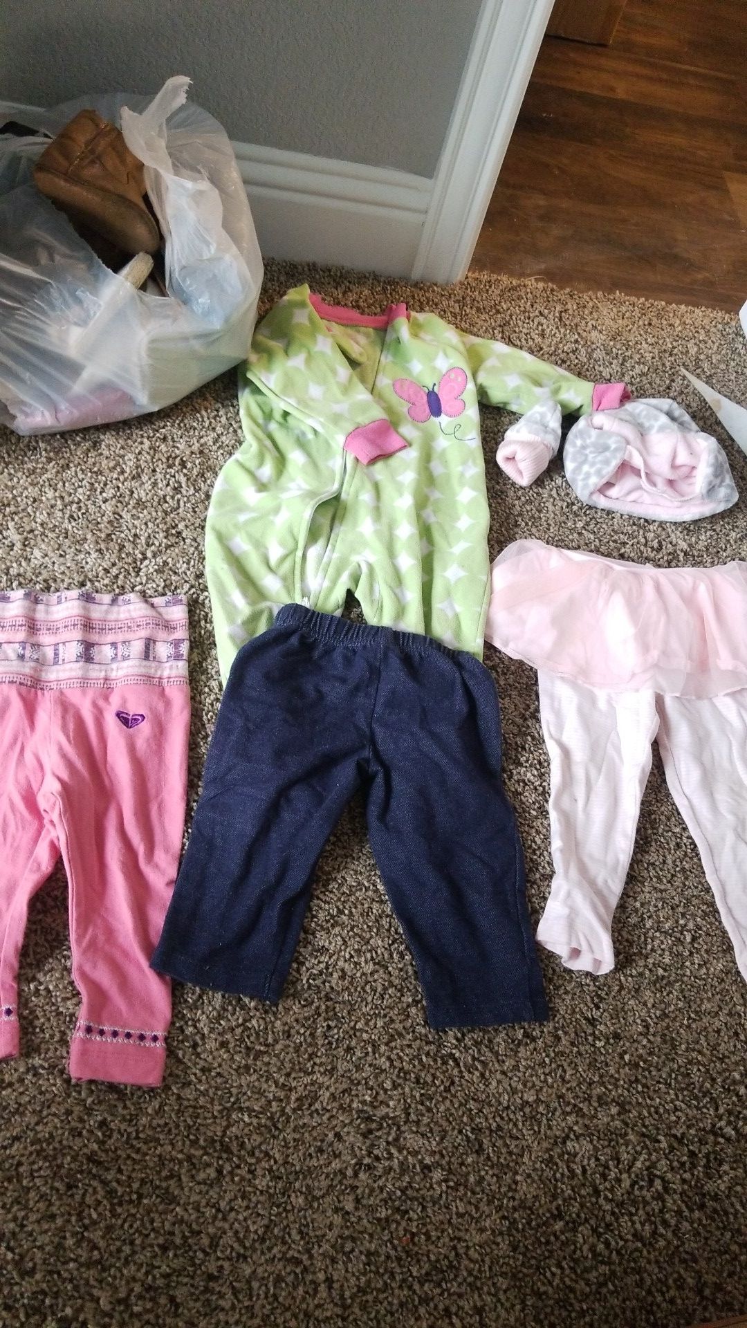 Girl pants, pjs, shoes