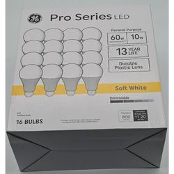 GE Pro Series A19 LED 60W Dimmable Soft White 16 Bulbs 800 Lumens - NEW