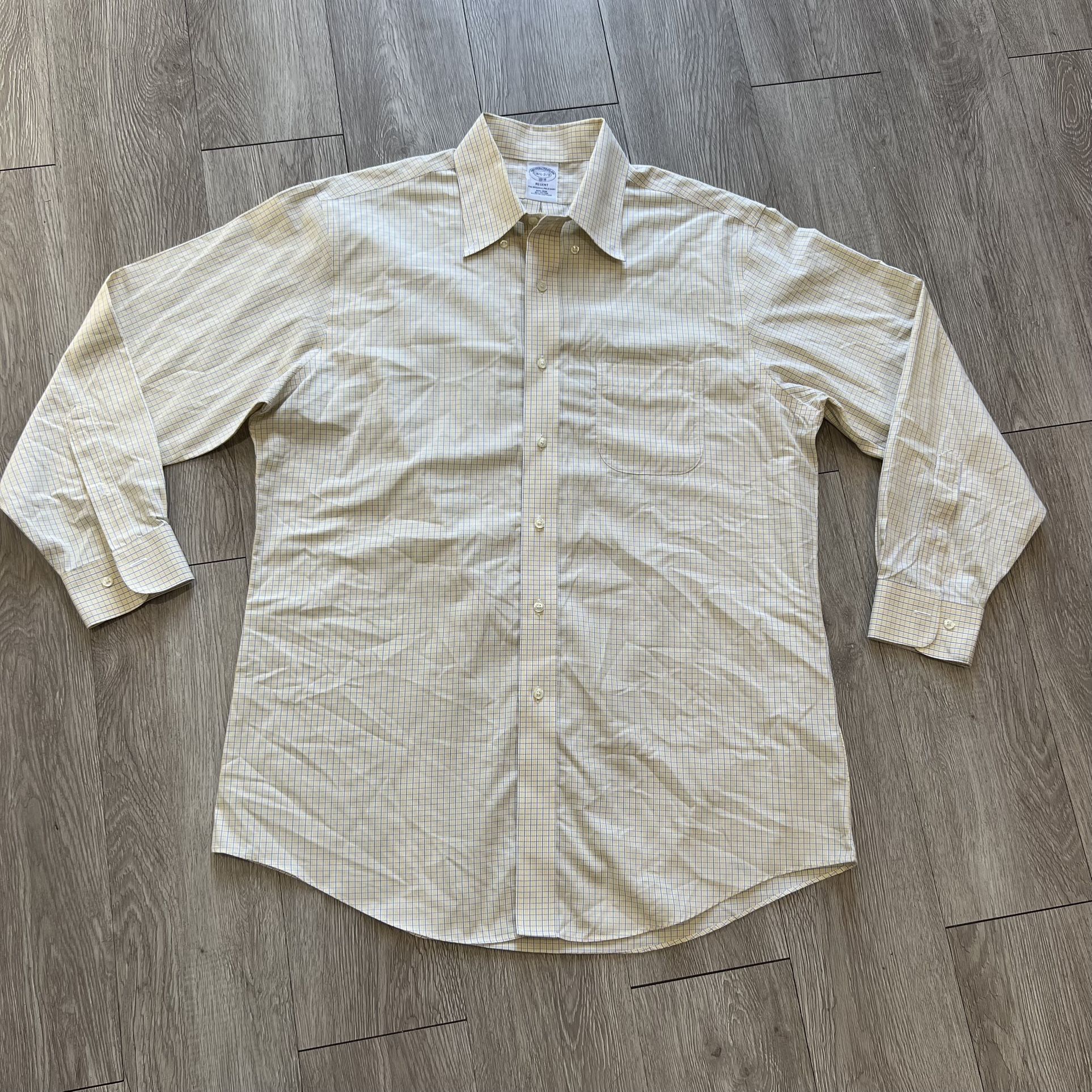 Brooks Brothers Regent Polo Shirt Non-Iron Plaid Button Down LS 16 1/2-2/3